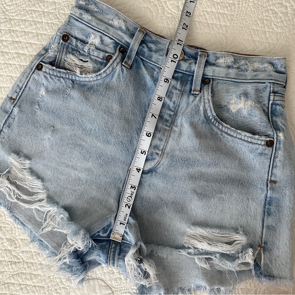 AGOLDE Jaden Womens High Rise Denim Cut Off Shorts Distressed Light Blue Sz 23 - Picture 7 of 11